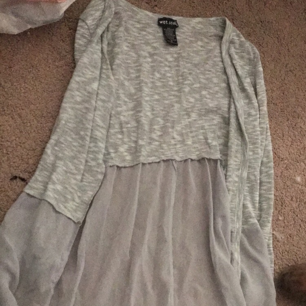 Grey sweater with sheer in the back